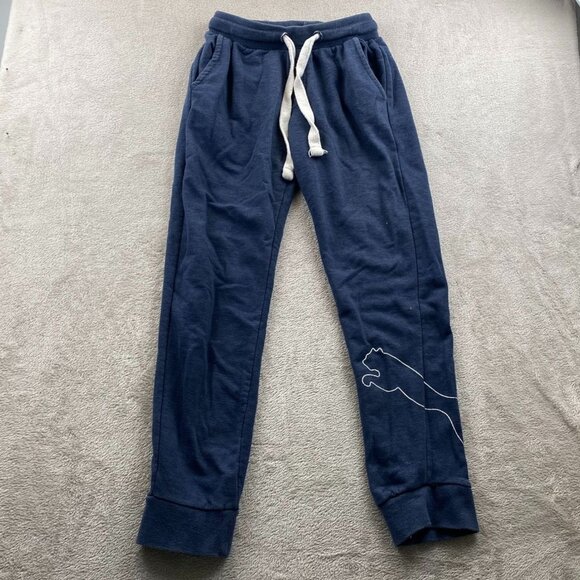 Puma Mens Sweatpants Small Tapered Leg Drawstring Activewear Casual Blue Classic - Picture 9 of 9
